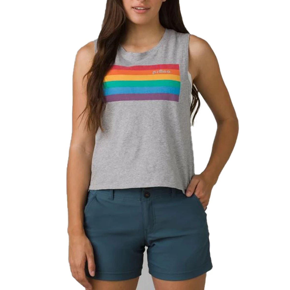 Women's PrAna Organic Graphic Sleeveless Tank Top Washed Black Throwback 4 Women's PrAna Organic Graphic Sleeveless Tank Top Washed Black Throwback - Image 4