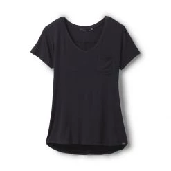 Women's PrAna Foundation Short Sleeve V-Neck T-Shirt Black -prAna Sales Shop unnamed file 712
