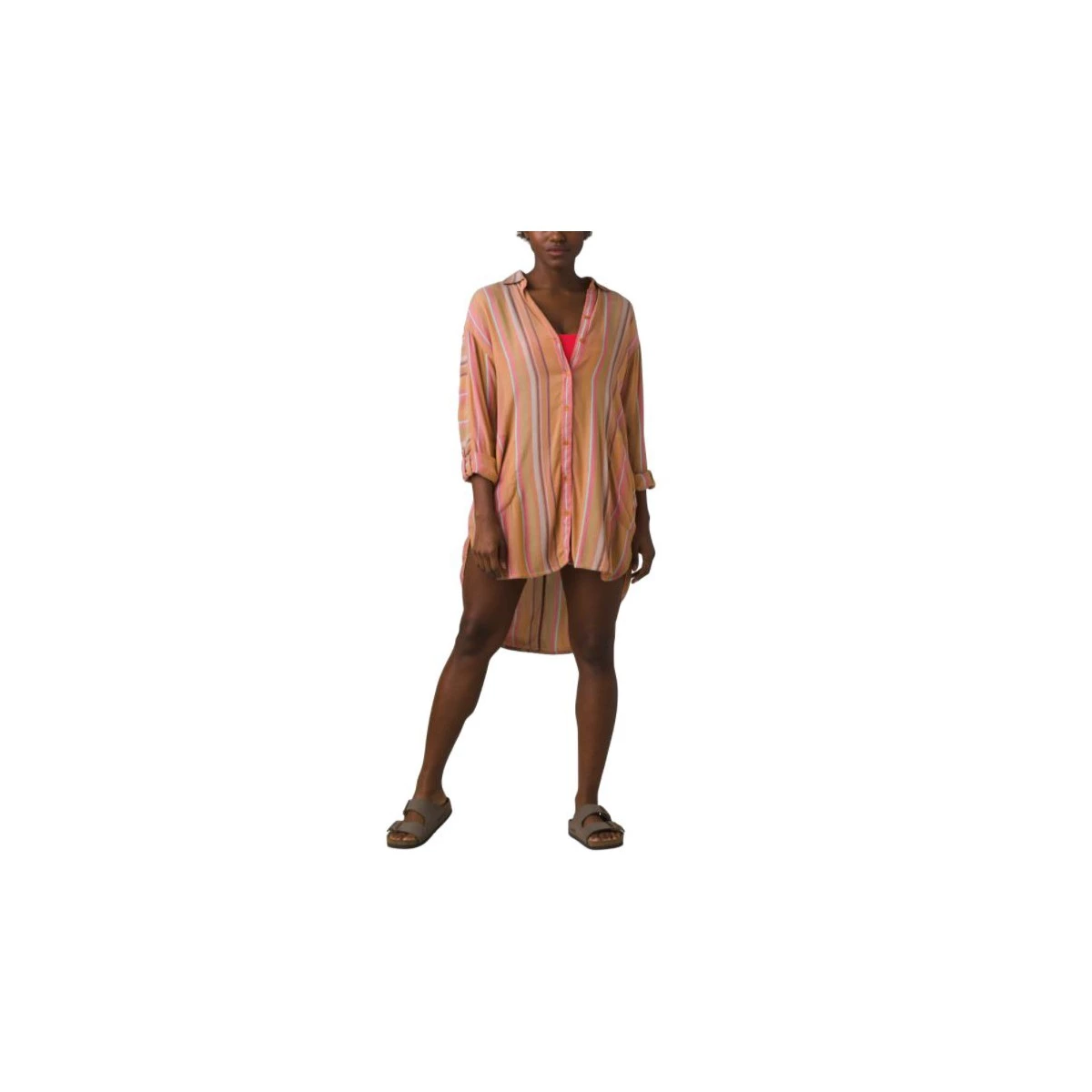 Women's PrAna Scheena Shirt Swim Cover Up Cacti Soleil Stripe 6 Women's PrAna Scheena Shirt Swim Cover Up Cacti Soleil Stripe - Image 6