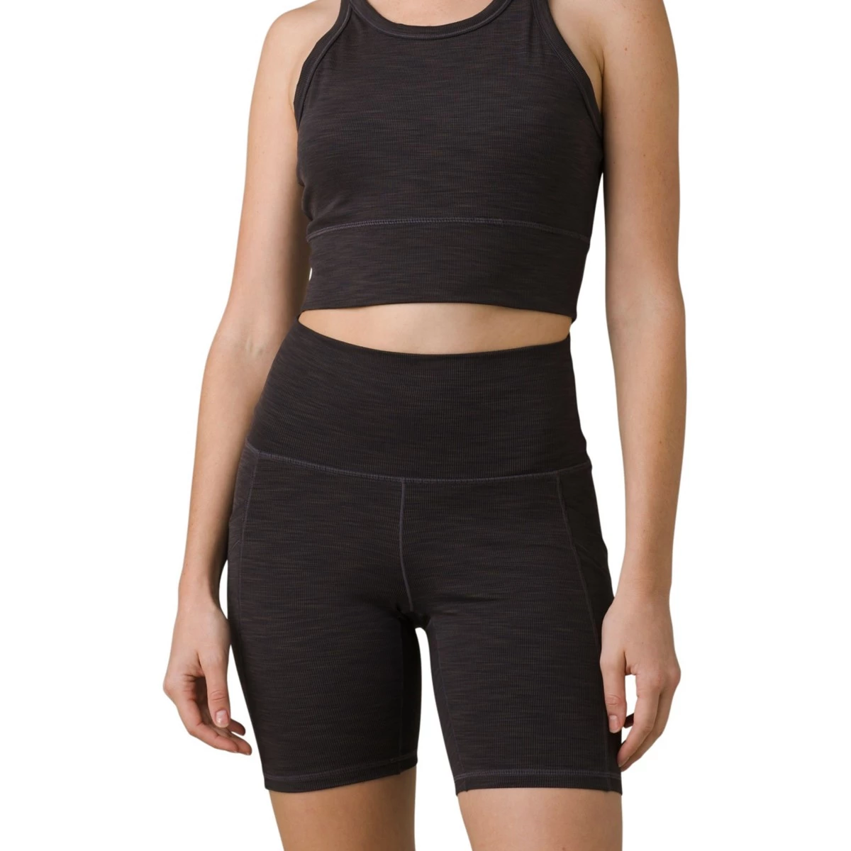 Women's PrAna Becksa Biker Shorts Black Heather 3 Women's PrAna Becksa Biker Shorts Black Heather - Image 3